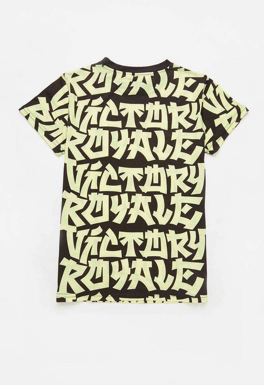 Rebel Republic - Fortnite victory royale aop tee - black & yellow