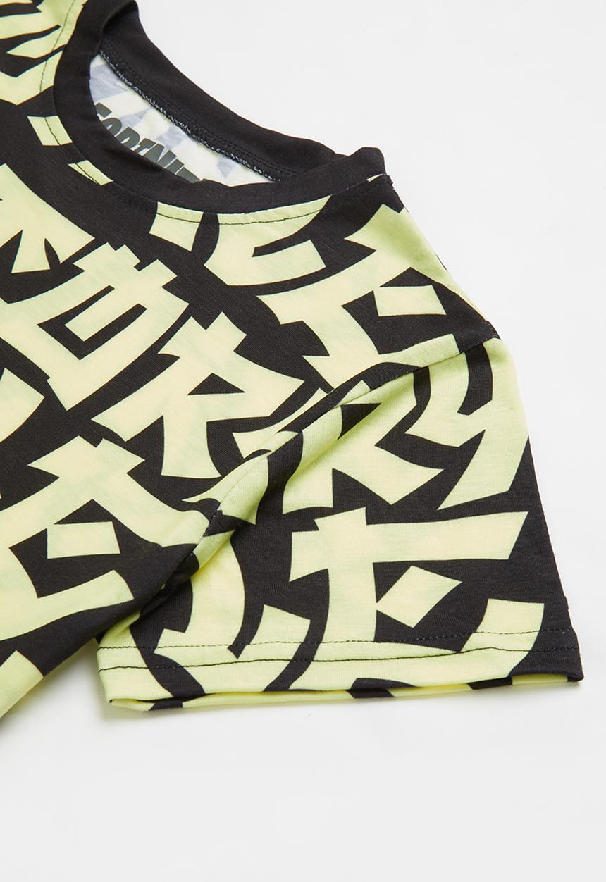 Rebel Republic - Fortnite victory royale aop tee - black & yellow