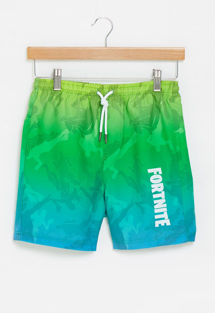 Rebel Republic - Fortnite camo gradient boardshorts - green & blue