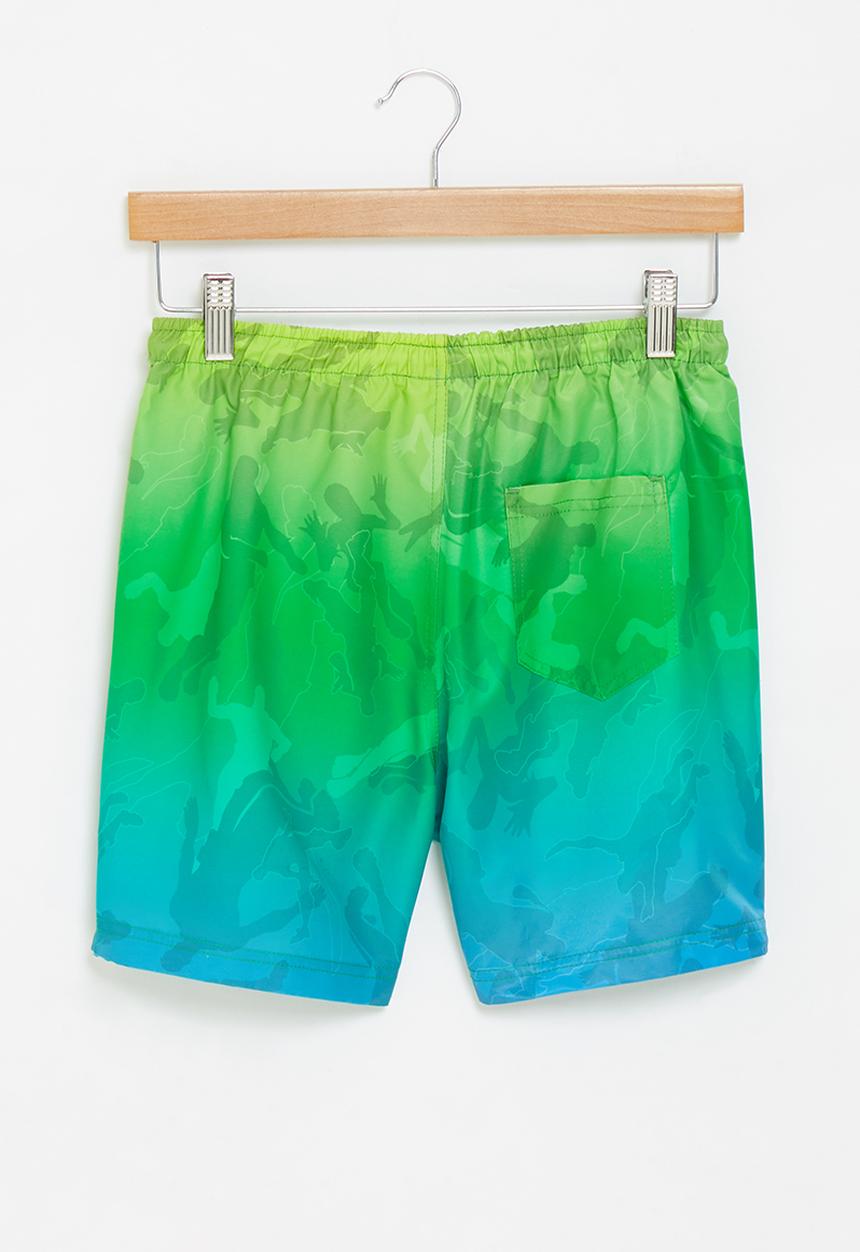 Rebel Republic - Fortnite camo gradient boardshorts - green & blue