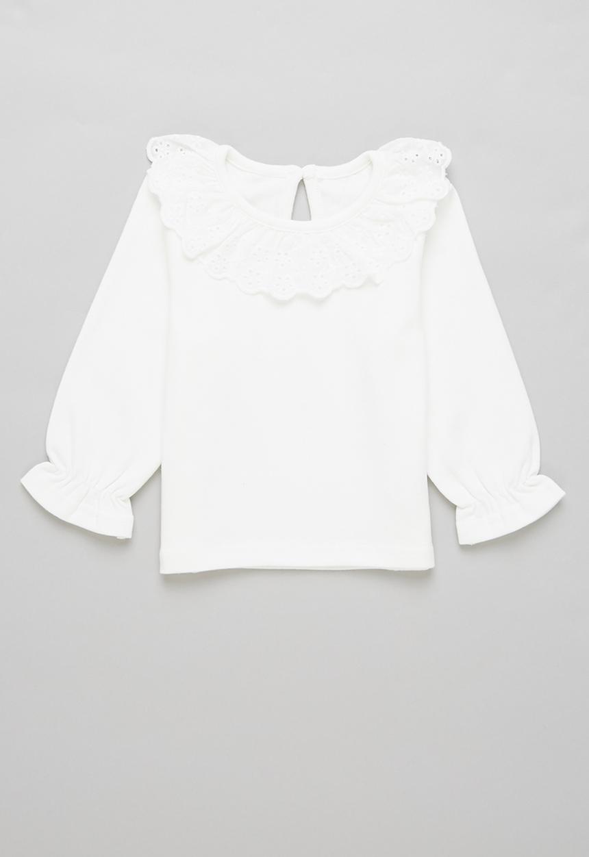 Pop Candy - Girls top with embroidery - off white