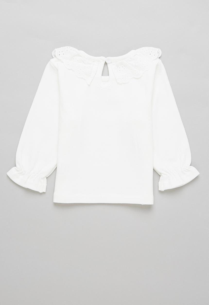 Pop Candy - Girls top with embroidery - off white