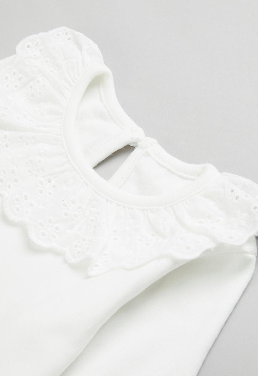 Pop Candy - Girls top with embroidery - off white