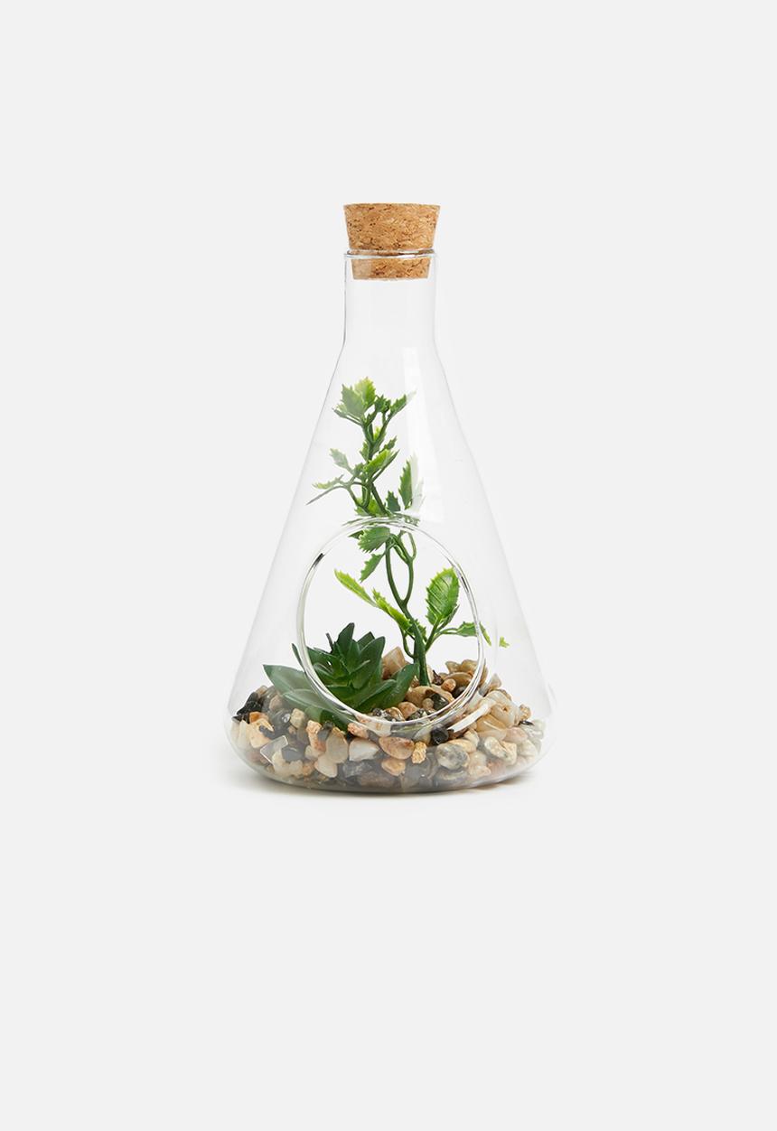 H&S - Natural stones glass pot 2 - green 