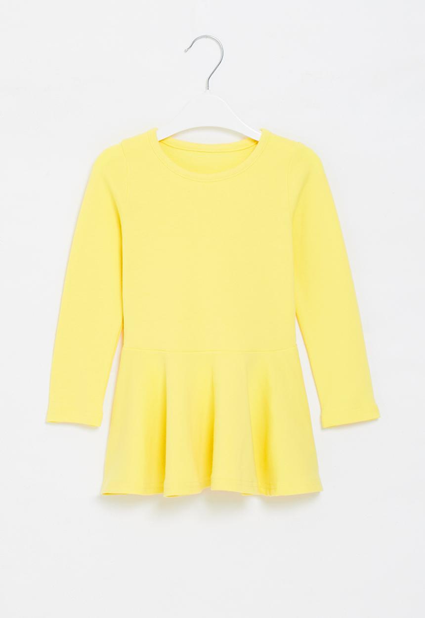 Pop Candy - Girls basic skater dress - yellow