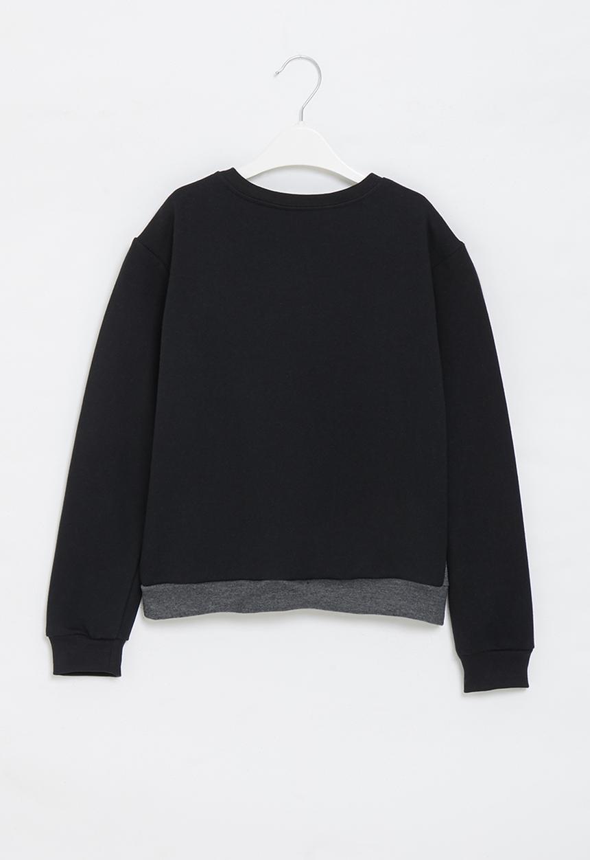 Pop Candy - Colour block  crew sweatshirt - black