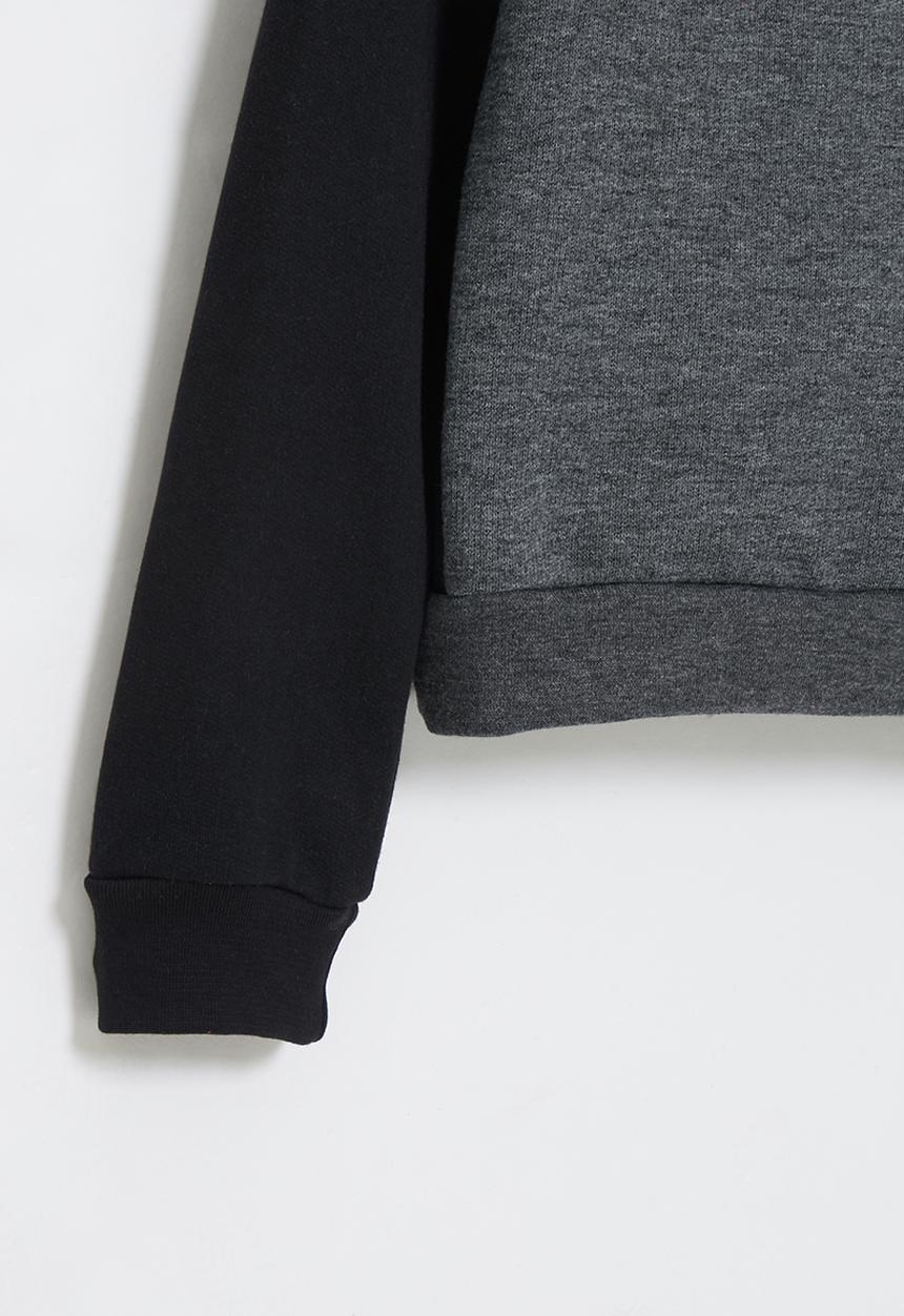 Pop Candy - Colour block  crew sweatshirt - black