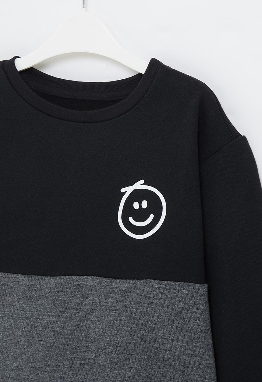 Pop Candy - Colour block  crew sweatshirt - black