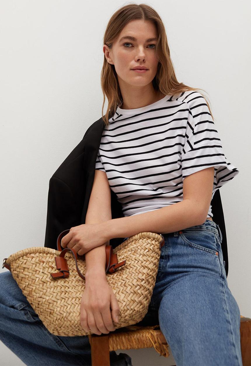 MANGO - T-shirt miley - white & navy 