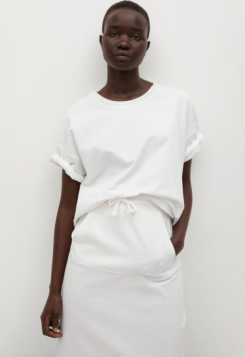 MANGO - Skirt clay - white
