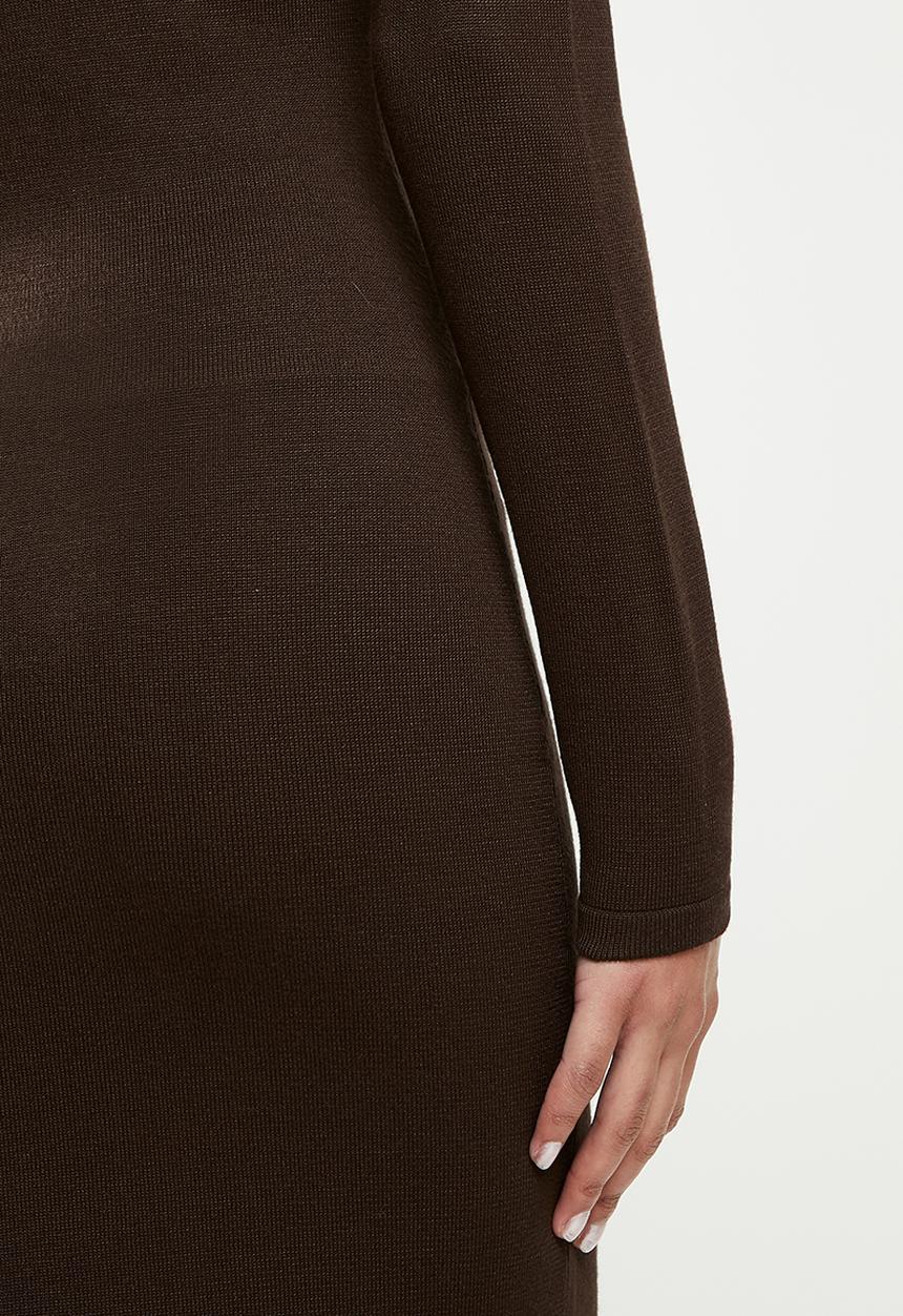 Missguided - Petite notch neck midaxi dress - brown
