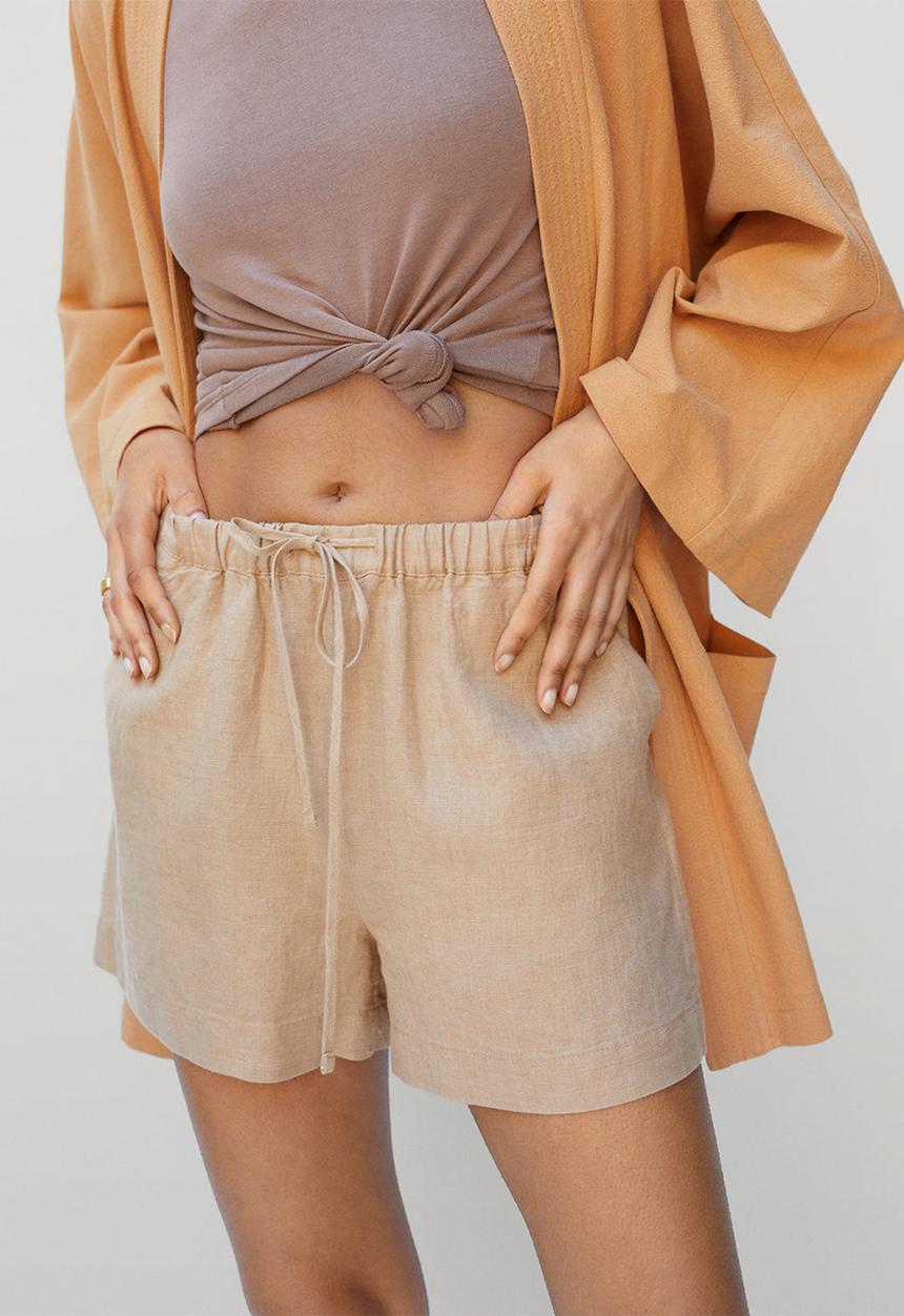 MANGO - Shorts linen - light beige