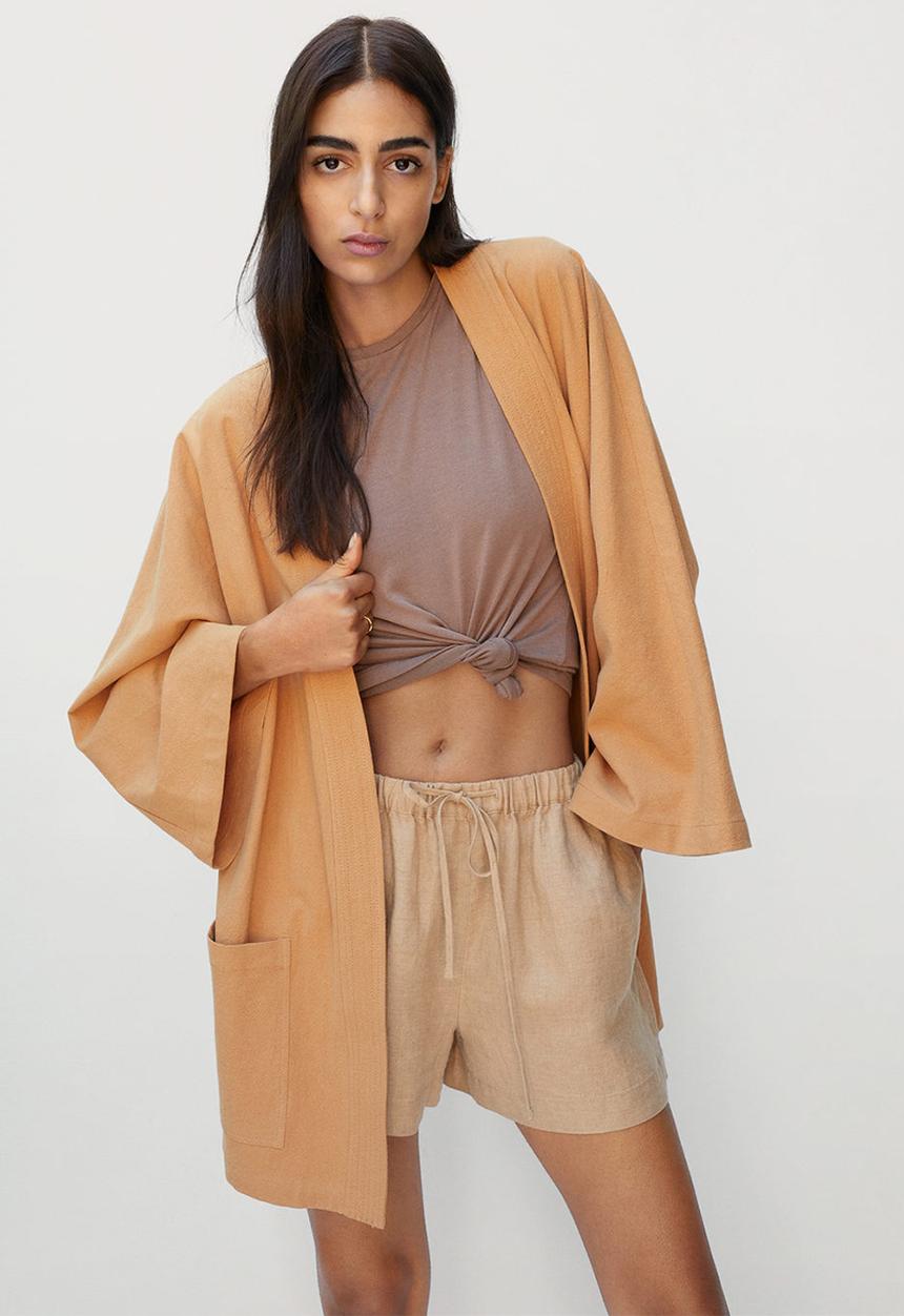 MANGO - Shorts linen - light beige