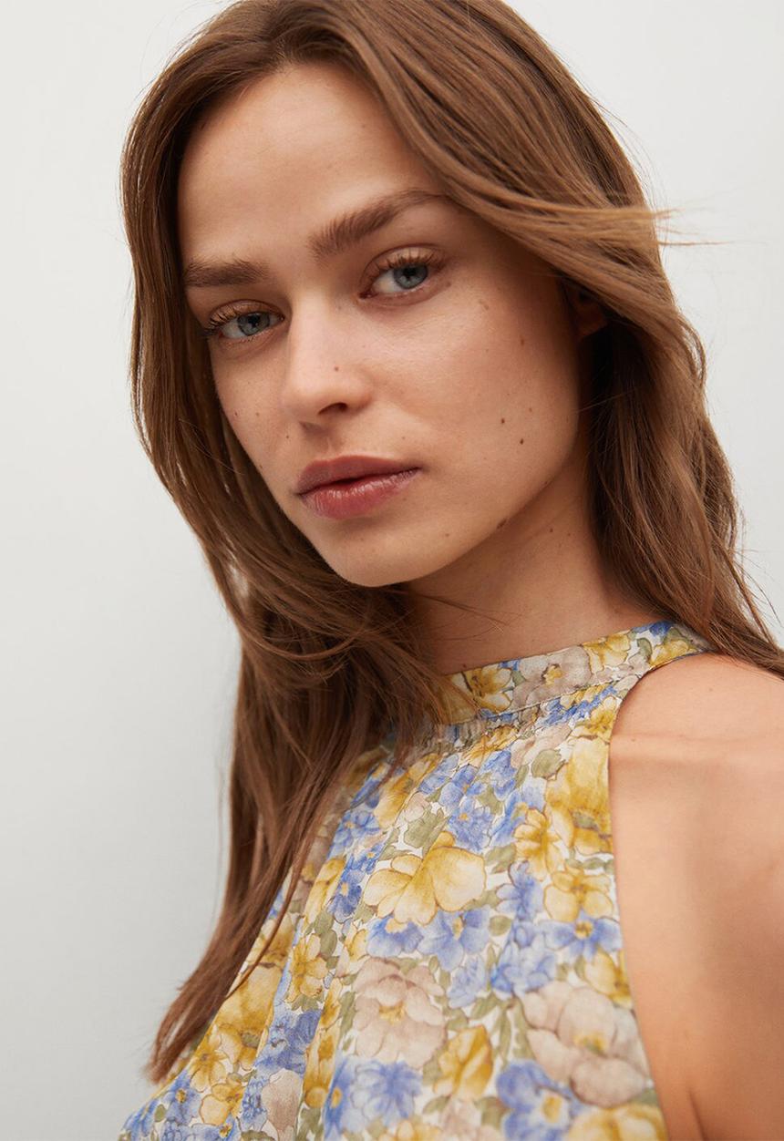 MANGO - Dress purple - blue & yellow 