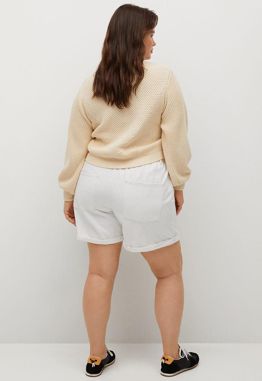 Violeta by Mango - Plus shorts paperbag - white
