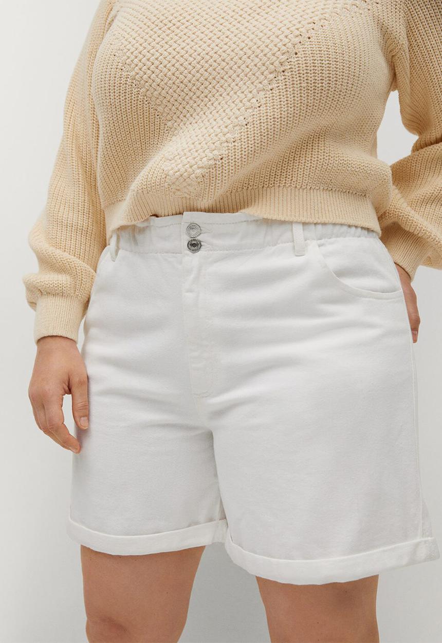 Violeta by Mango - Plus shorts paperbag - white