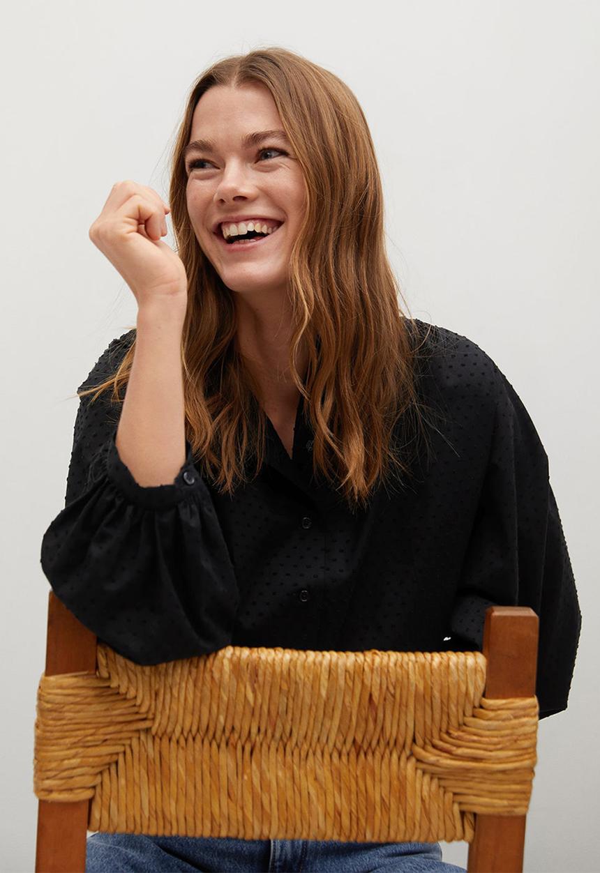MANGO - Blouse farmer - black