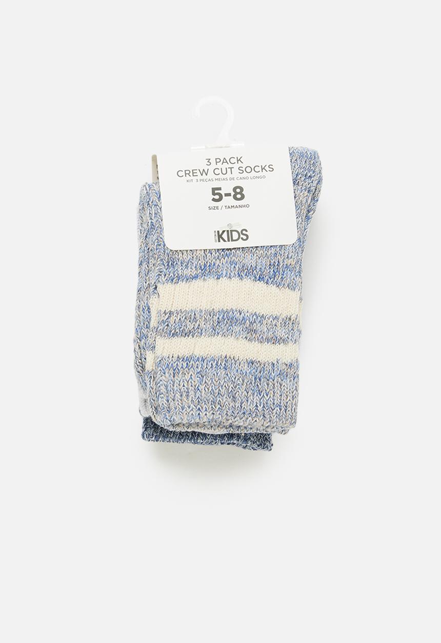 Cotton On - Kids 3 Pack crew socks - blue twist