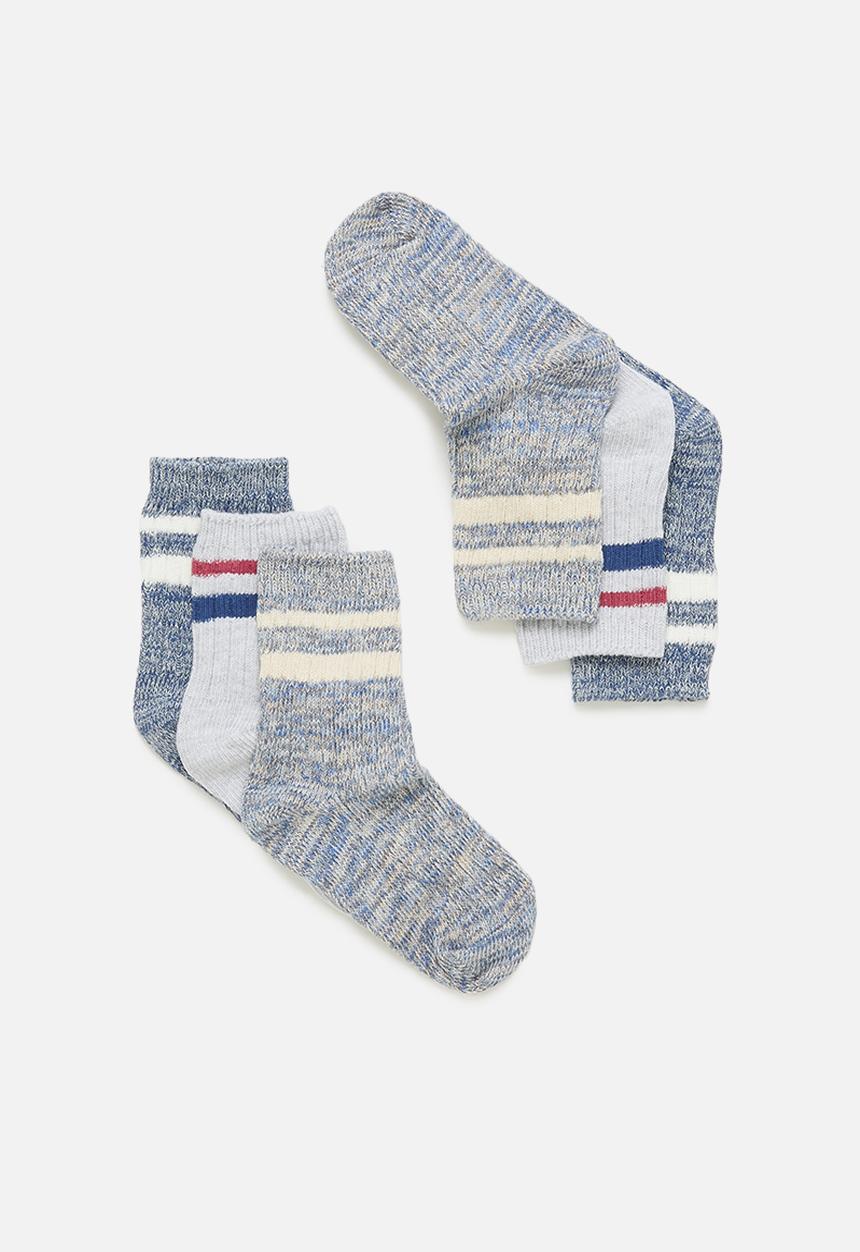 Cotton On - Kids 3 Pack crew socks - blue twist