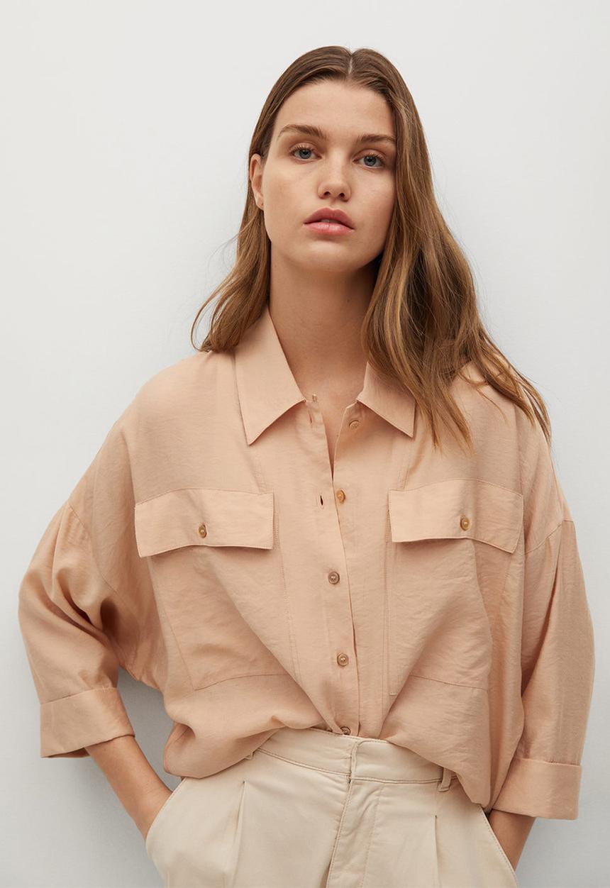 MANGO - Shirtk arina - light pastel pink