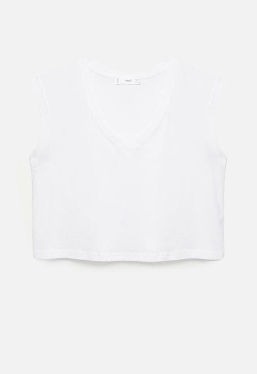MANGO - T-shirt cropis - white