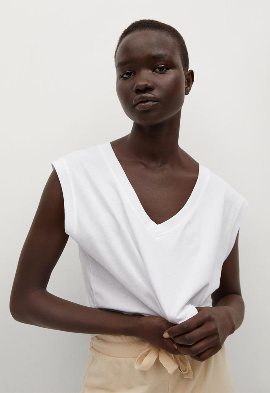 MANGO - T-shirt cropis - white
