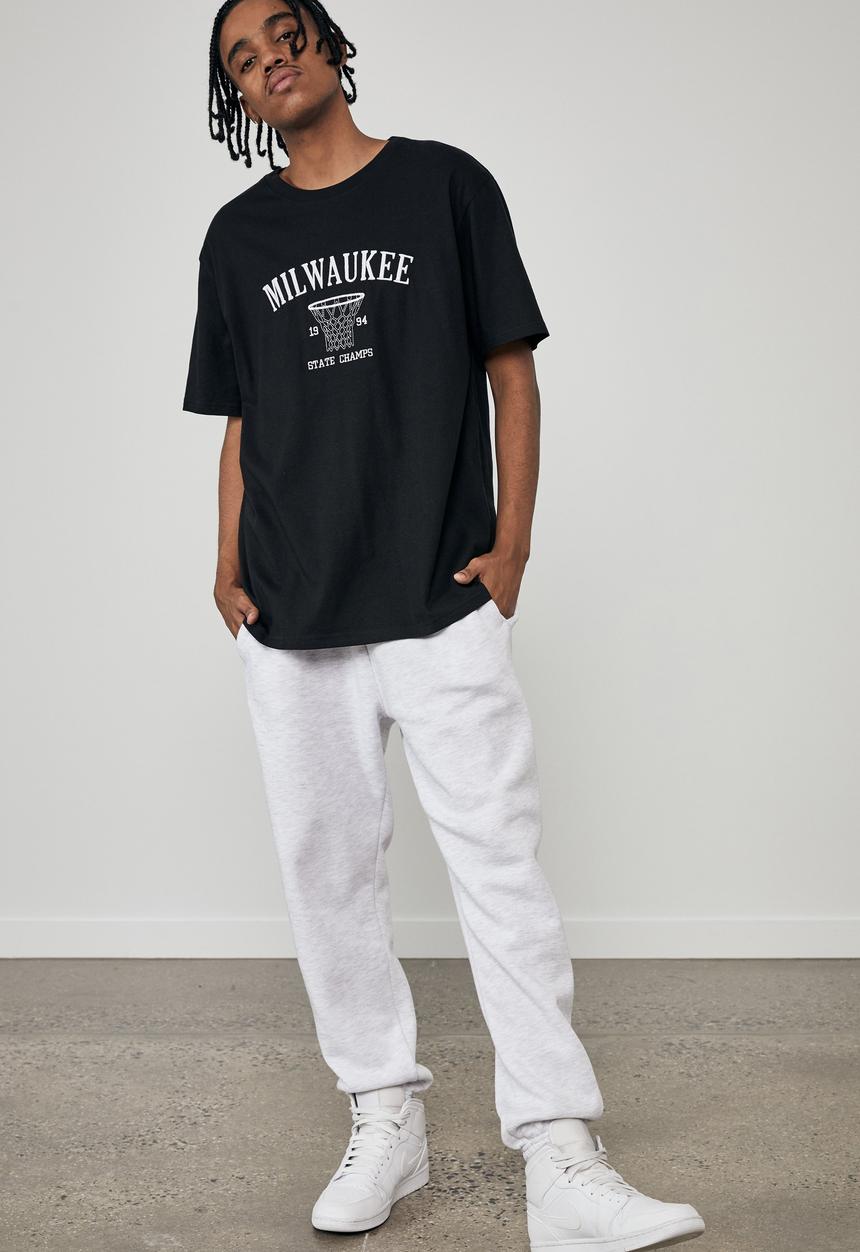 Factorie - Regular graphic t shirt - black