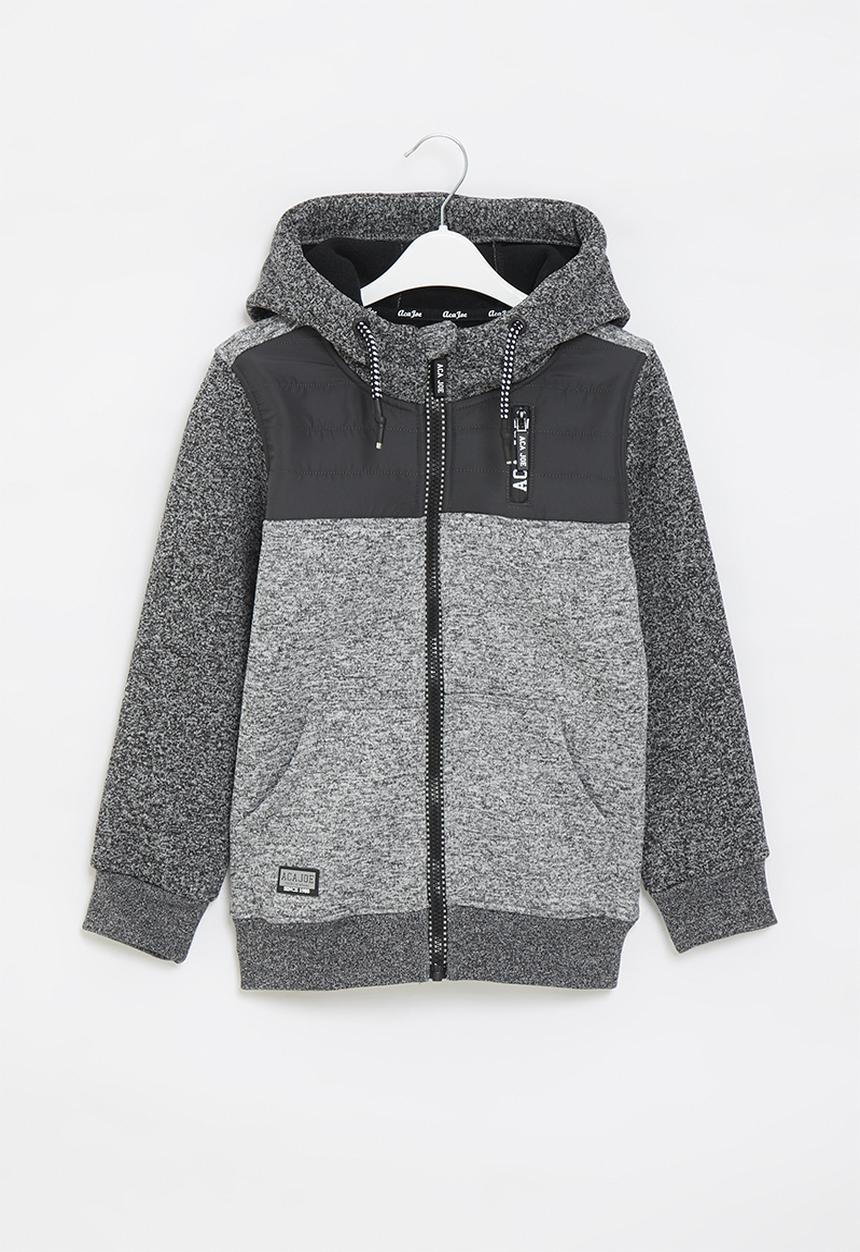 Aca Joe - Big-boys zip thru bonded jacket - grey