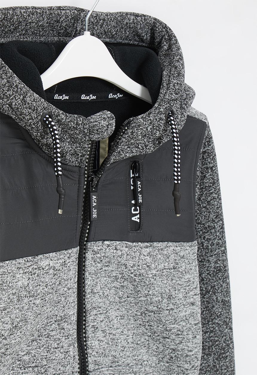 Aca Joe - Big-boys zip thru bonded jacket - grey