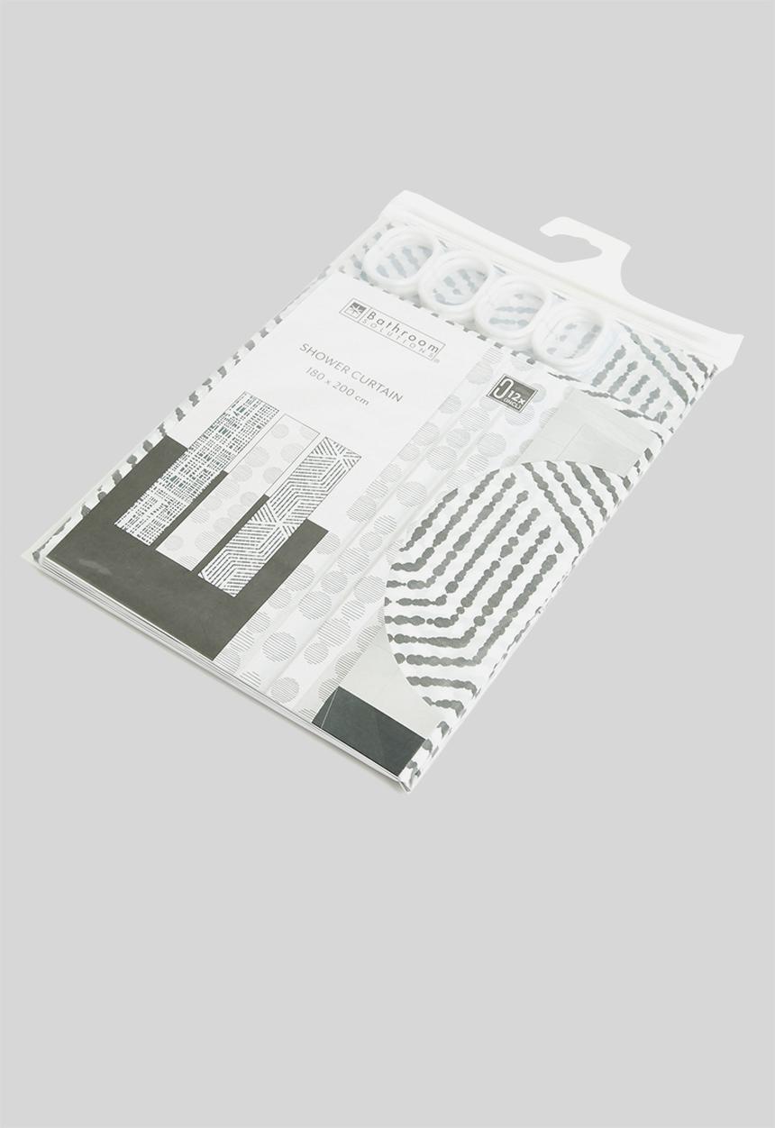 Bathroom Solutions - Lines shower curtain - grey & white 