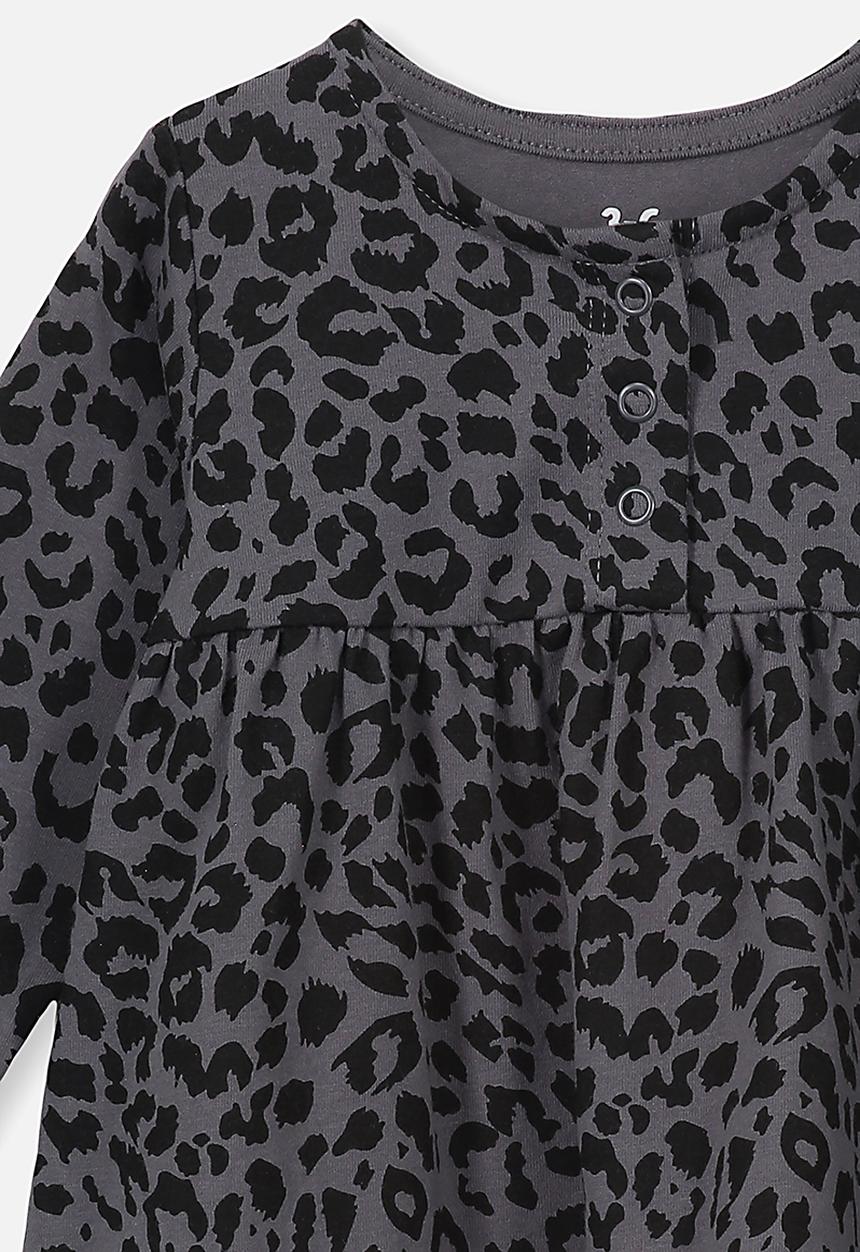 Cotton On - Molly long sleeve dress - rabbit grey summer ocelot