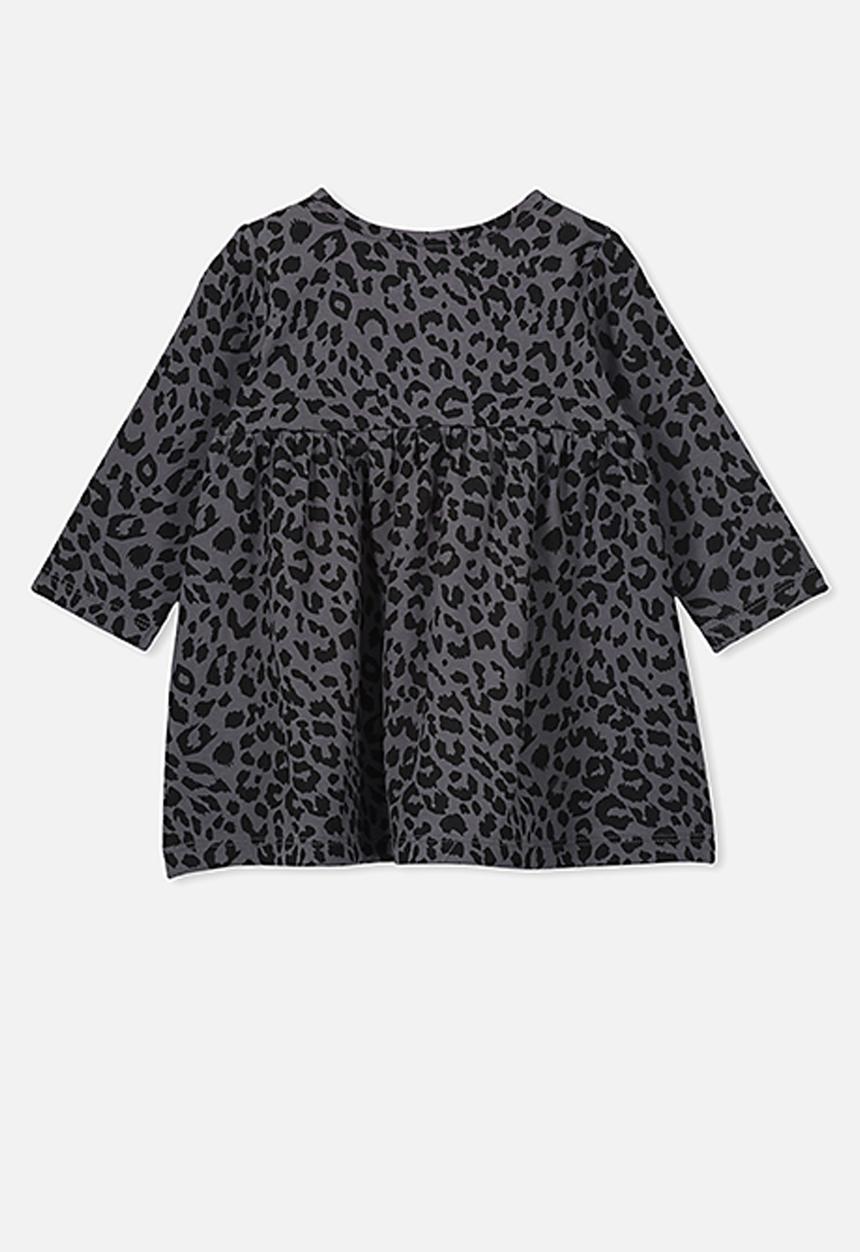 Cotton On - Molly long sleeve dress - rabbit grey summer ocelot