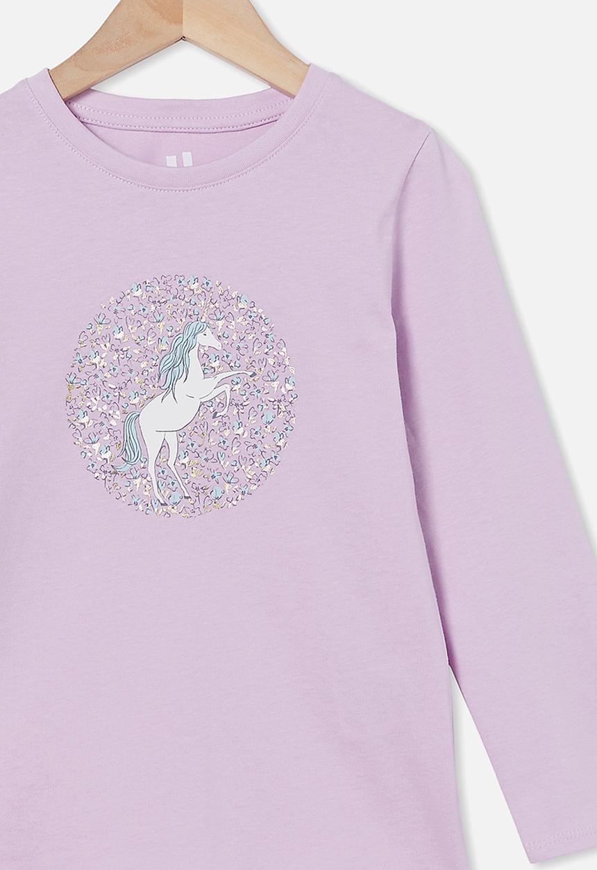 Cotton On - Penelope long sleeve tee - pale violet / unicorn floral