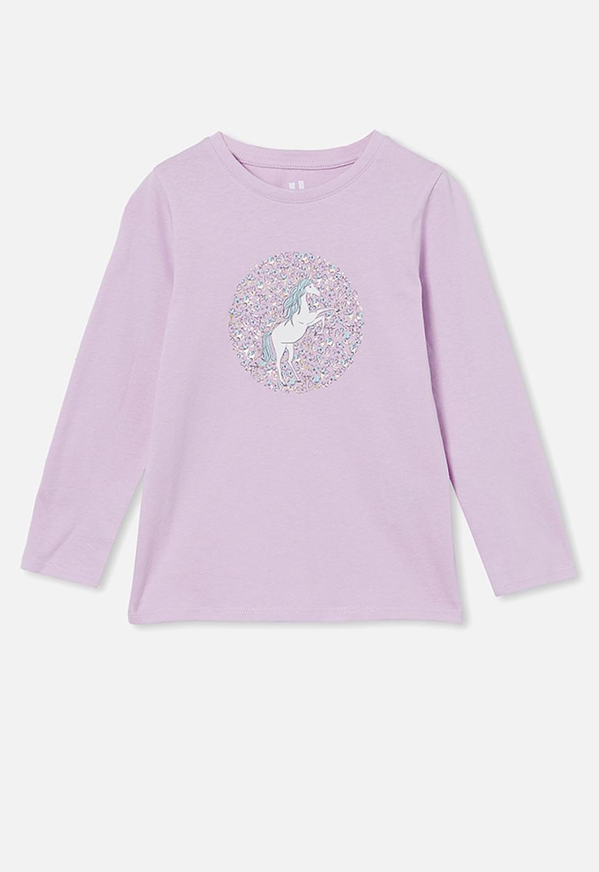 Cotton On - Penelope long sleeve tee - pale violet / unicorn floral