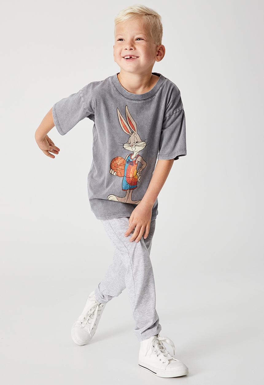 Cotton On - License drop shoulder short sleeve tee - lcn wb cumulus grey / bugs