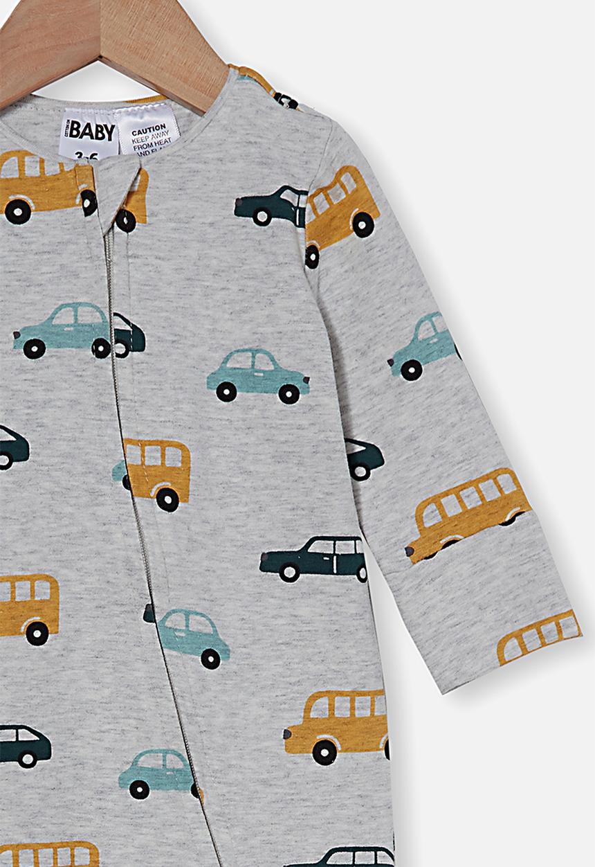 Cotton On - The long sleeve zip romper - cloud marle/traffic jam
