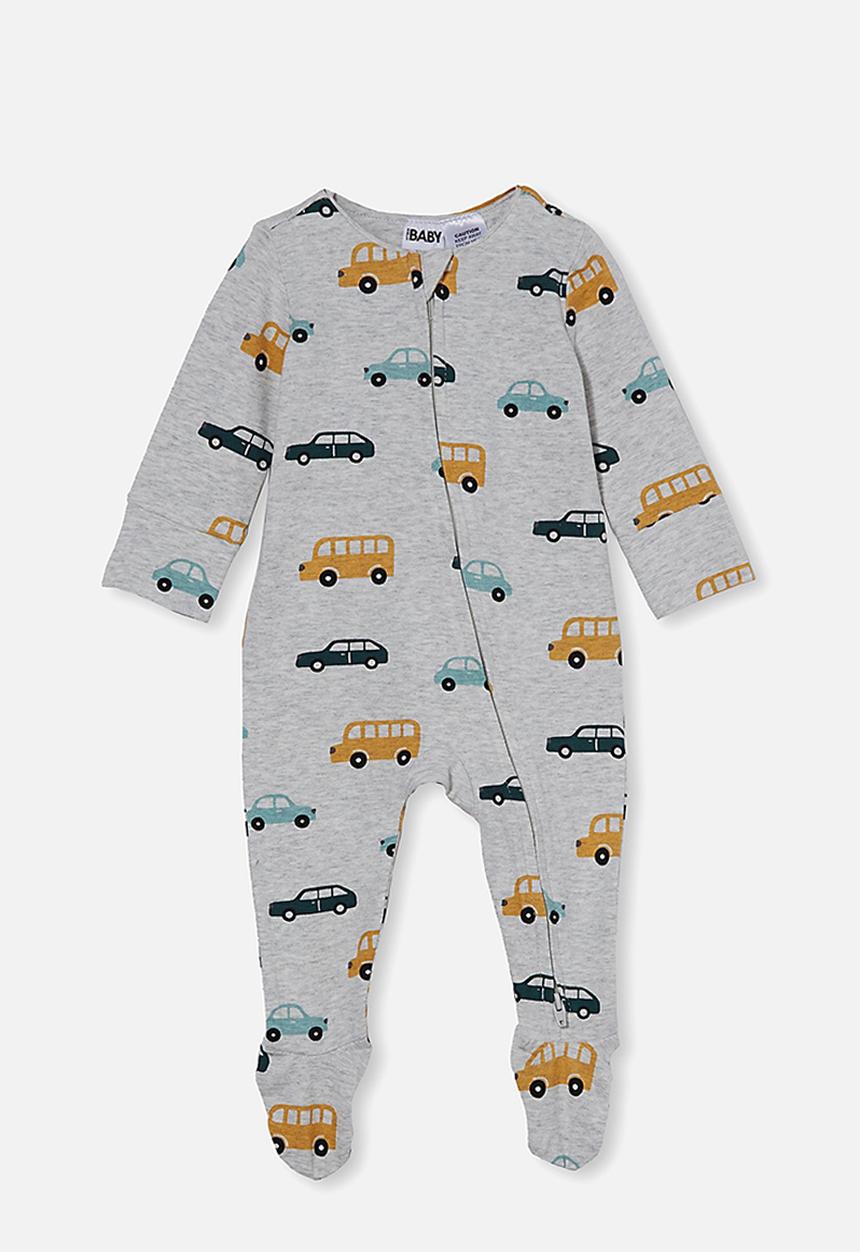 Cotton On - The long sleeve zip romper - cloud marle/traffic jam