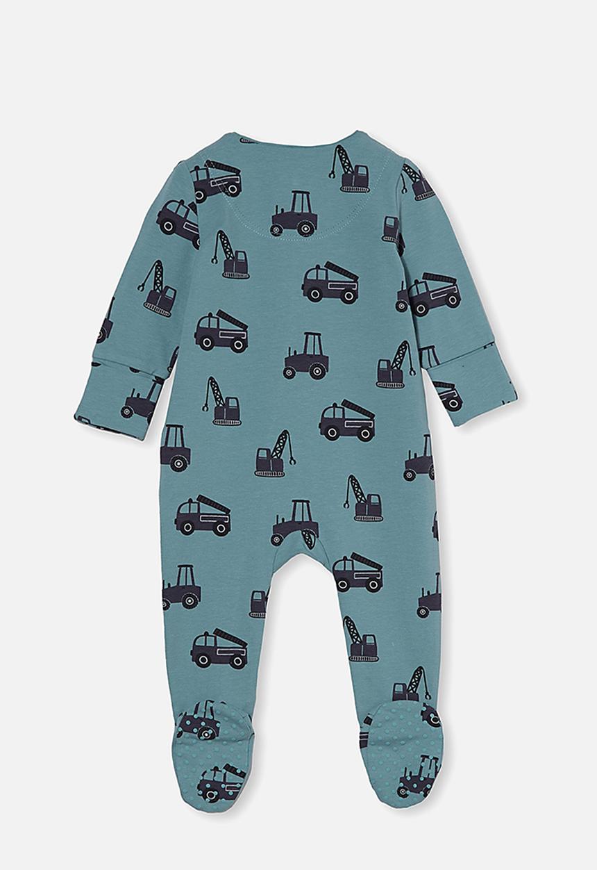 Cotton On - The long sleeve zip romper - rusty aqua/tradie trucks