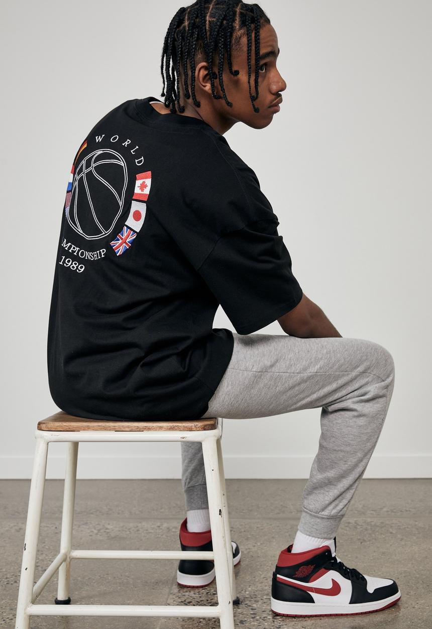 Factorie - Regular graphic T-shirt - black