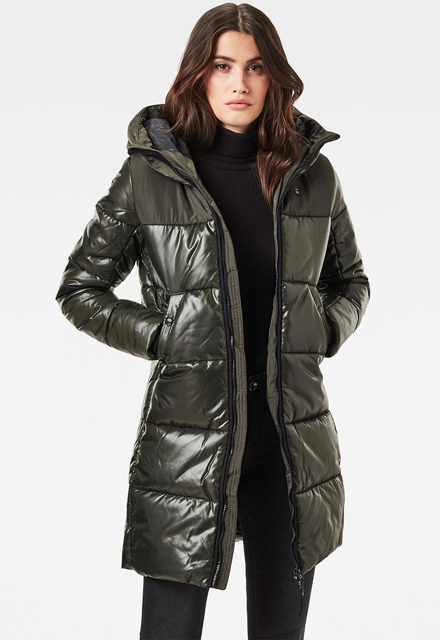 G-STAR - Quilted hooded puffer long coat - asfalt