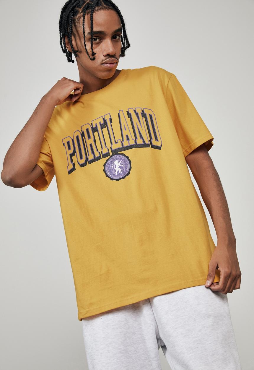 Factorie - Regular graphic T-shirt - yellow