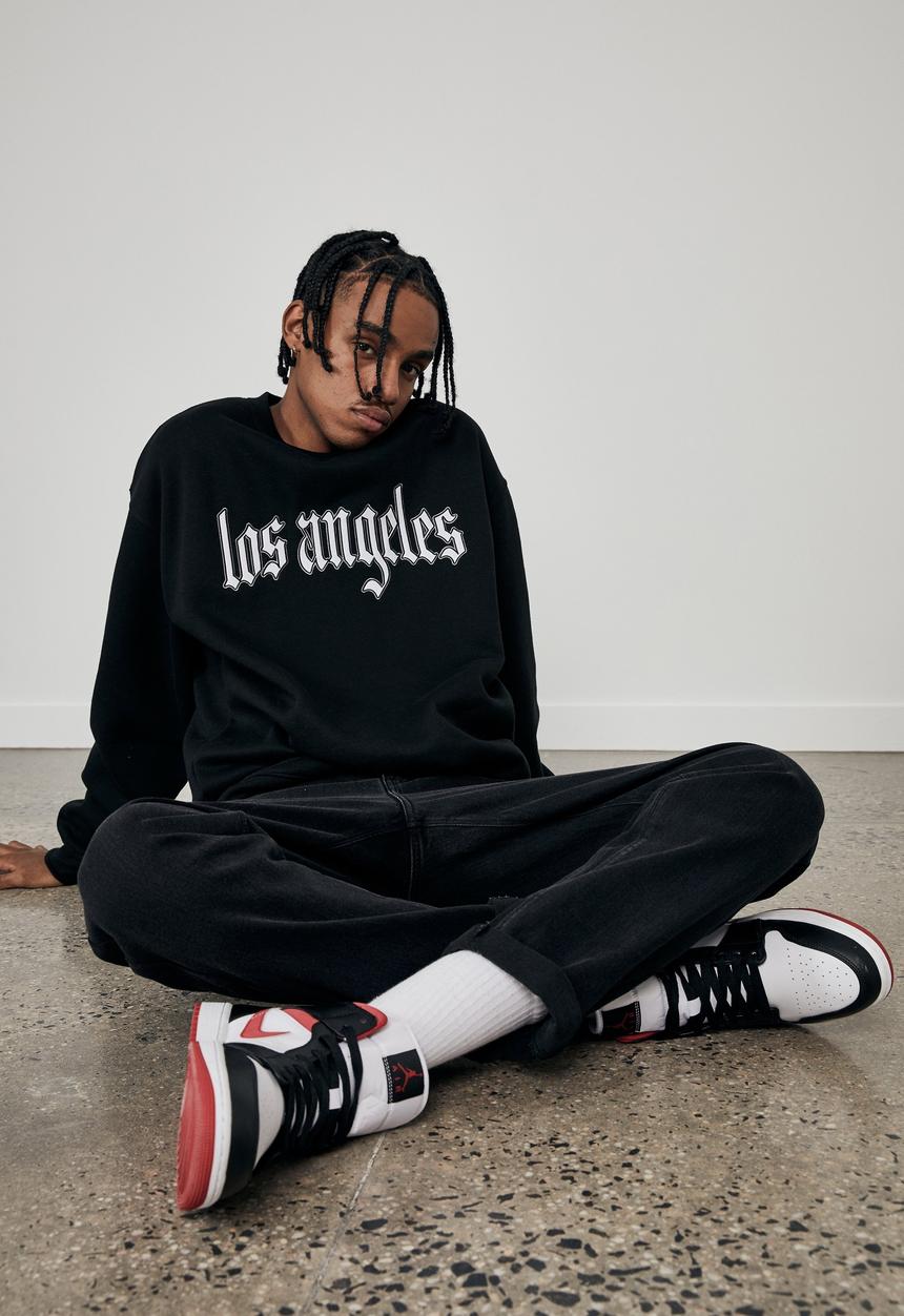 Factorie - Elite oversized crew - black & white
