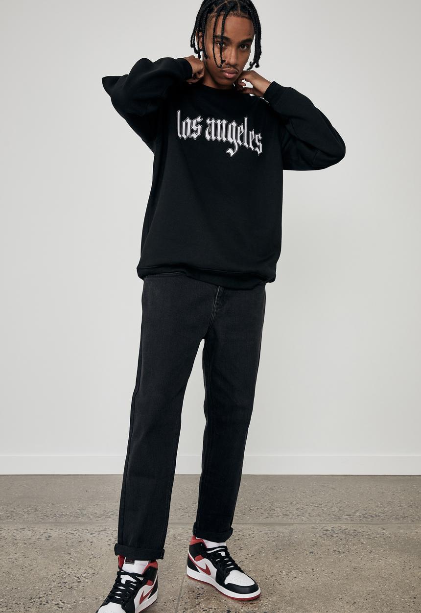 Factorie - Elite oversized crew - black & white