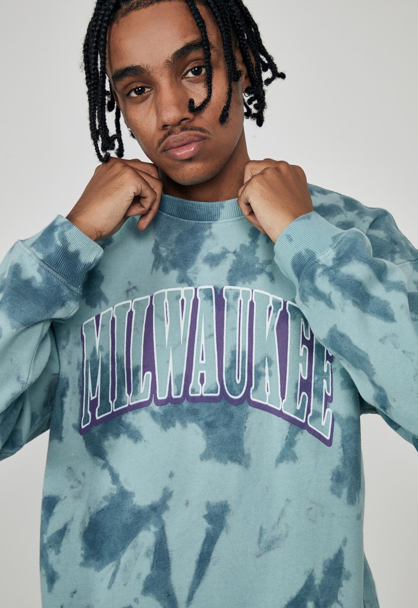 Factorie - Elite oversized crew - teal tie dye