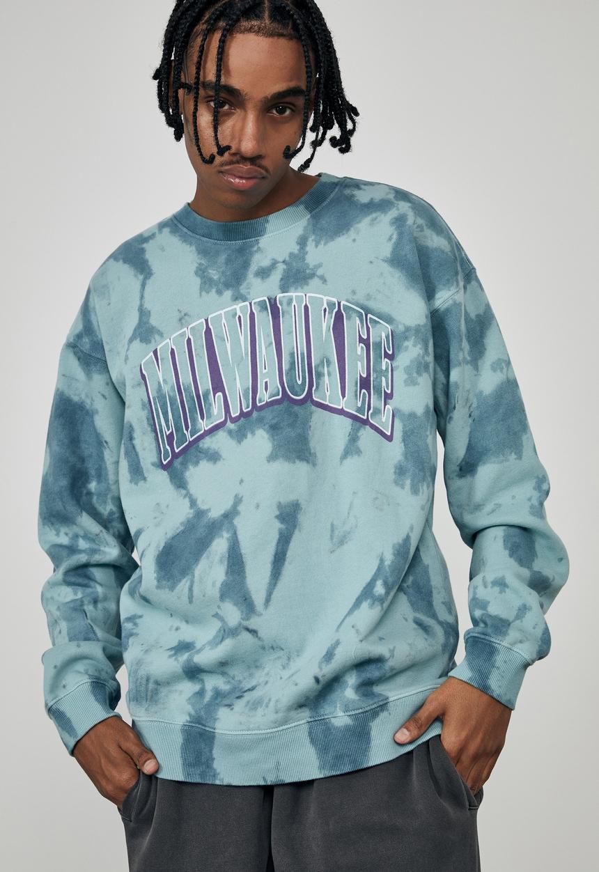 Factorie - Elite oversized crew - teal tie dye