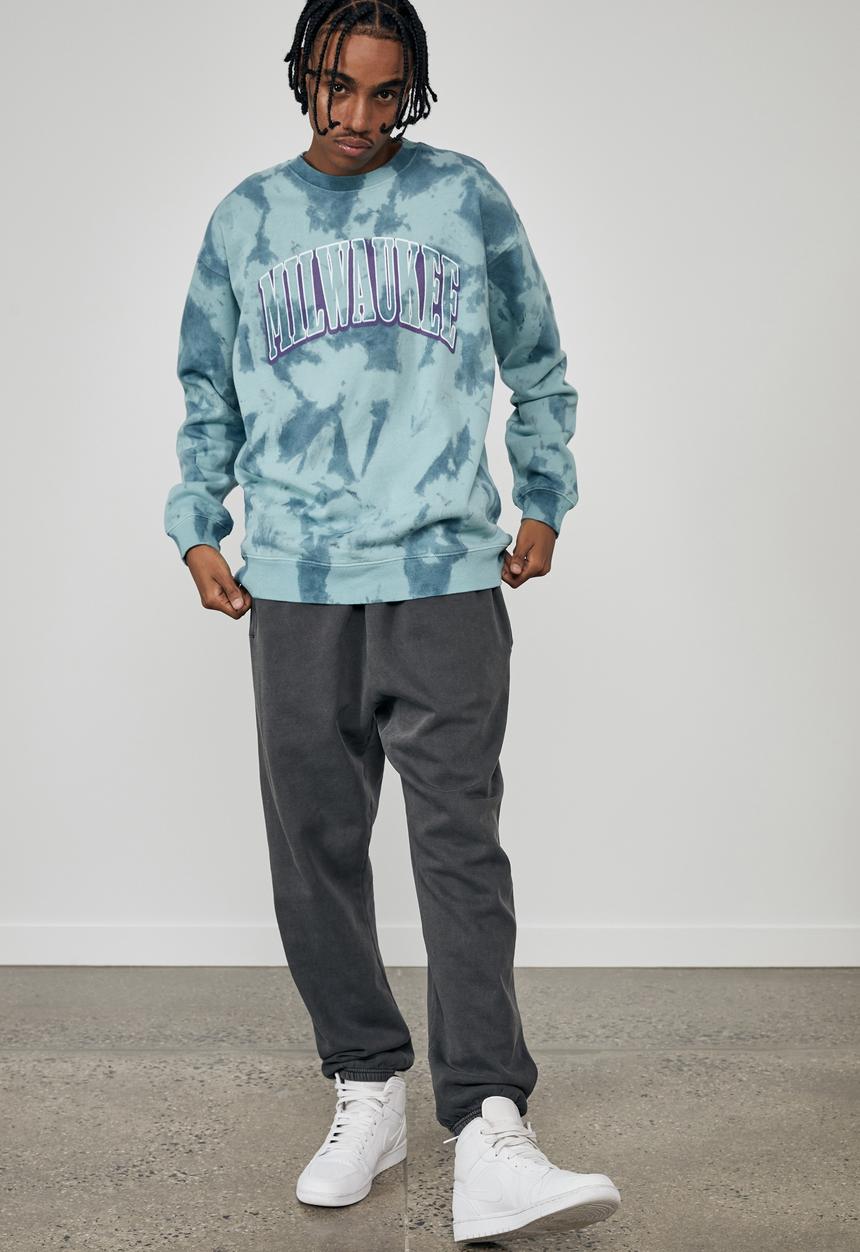 Factorie - Elite oversized crew - teal tie dye