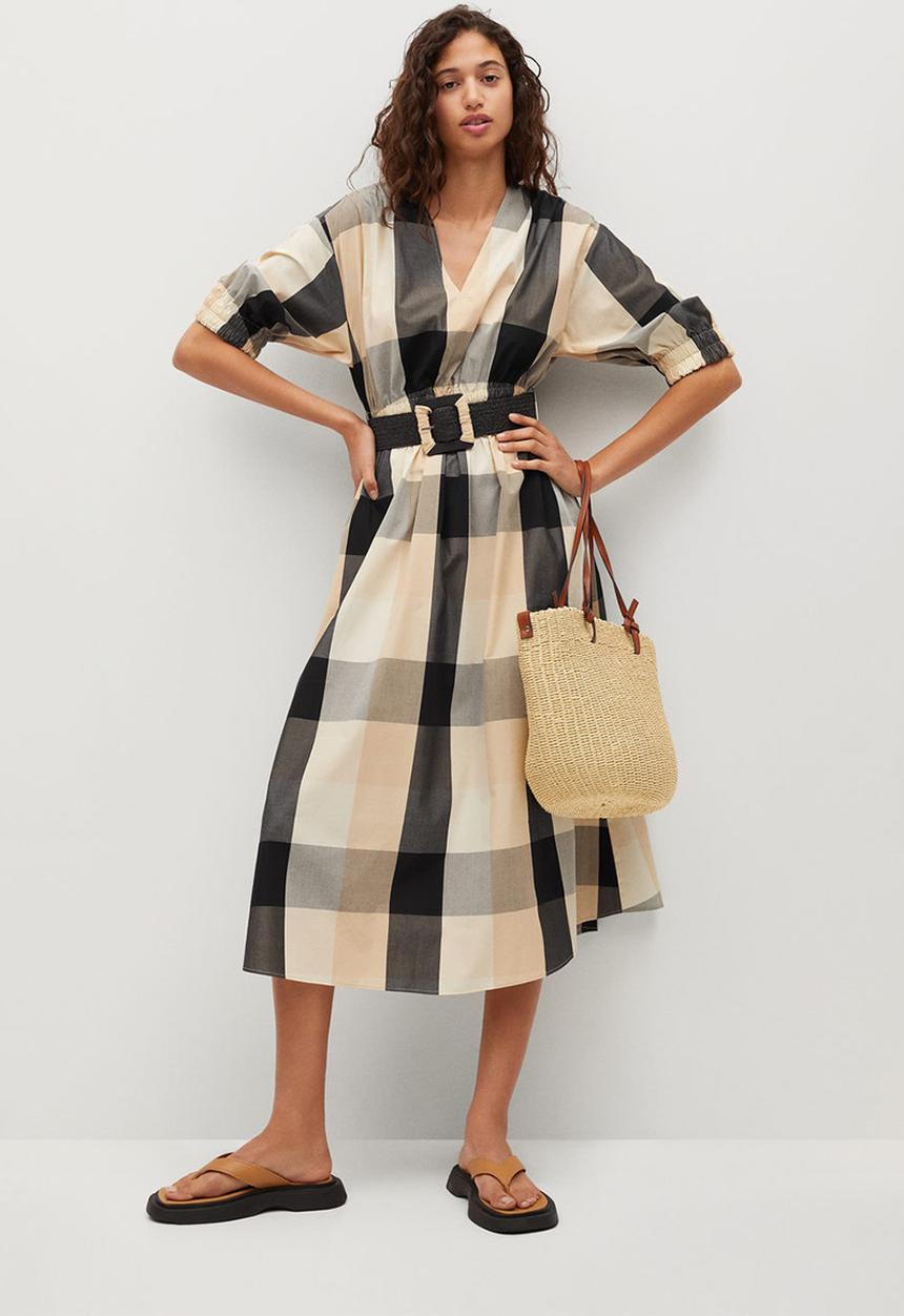 MANGO - Dress augusta - black & neutral