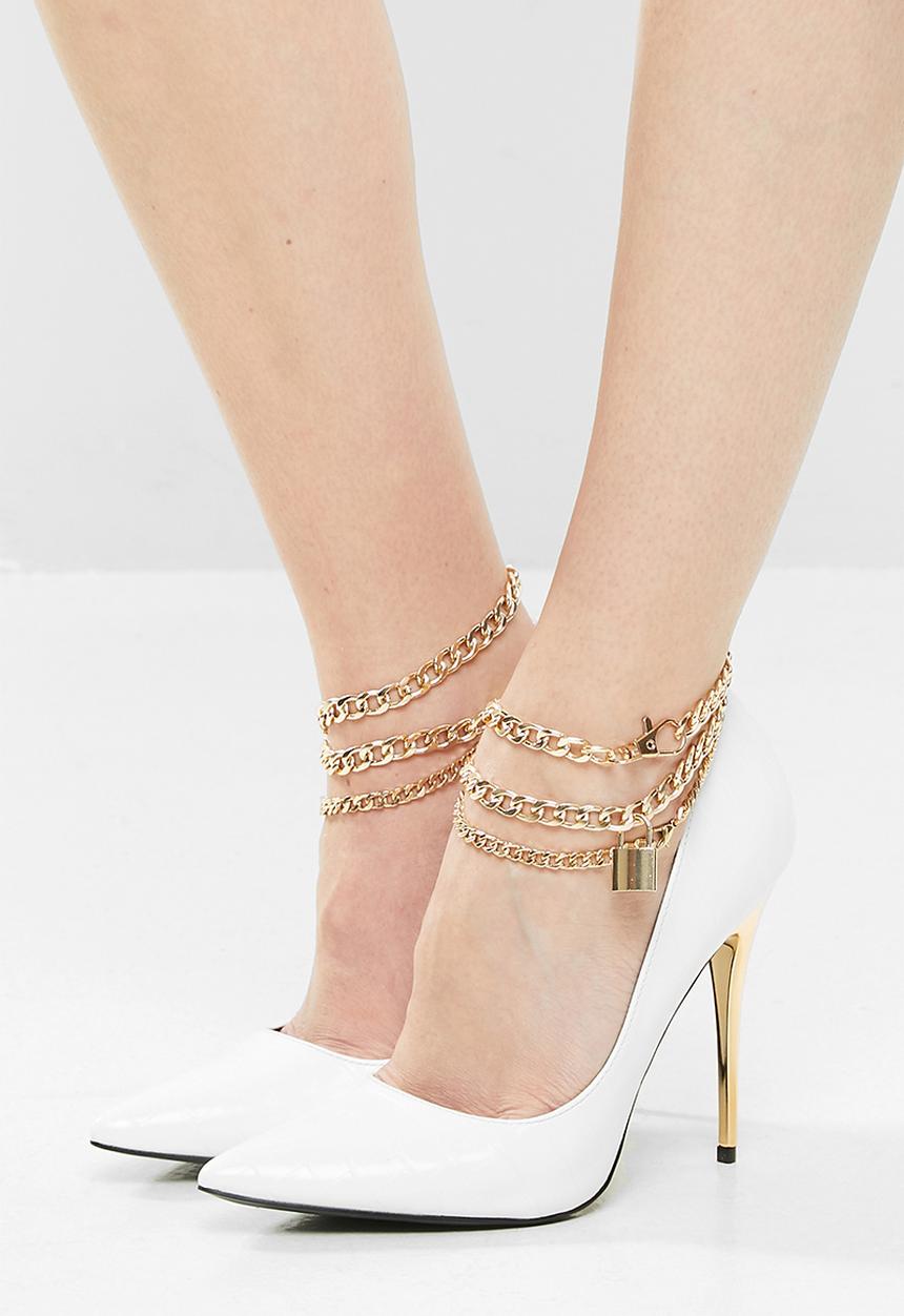 Public Desire - Luv chunky chain detail stiletto heel - white 
