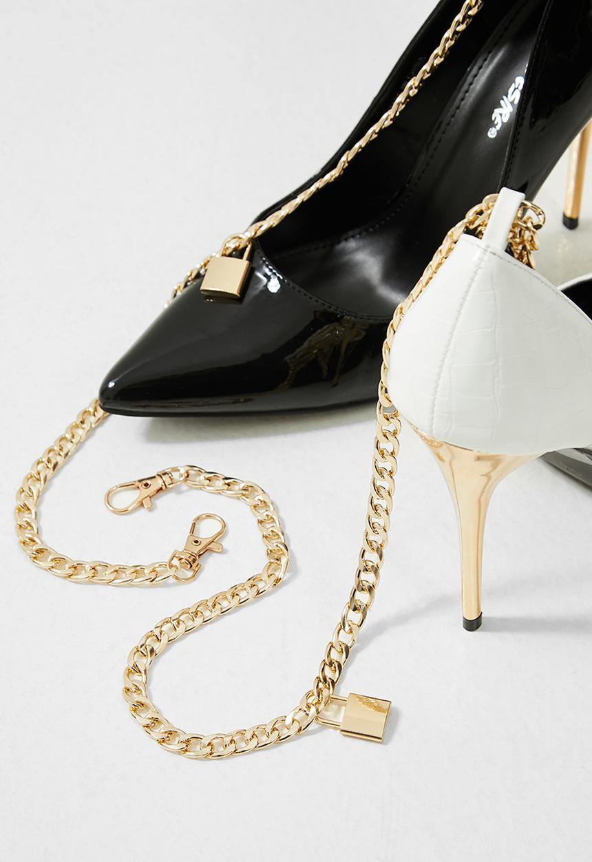 Public Desire - Luv chunky chain detail stiletto heel - white 