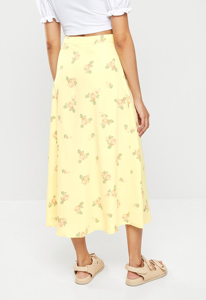 Glamorous - Button slit skirt - yellow